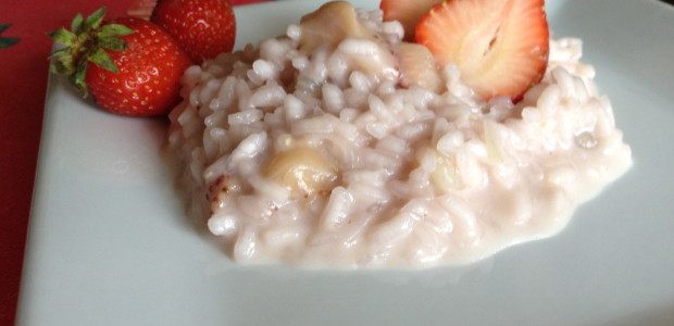 Risotto con fragole e gamberetti