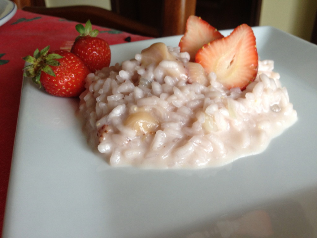 Risotto con fragole e gamberetti